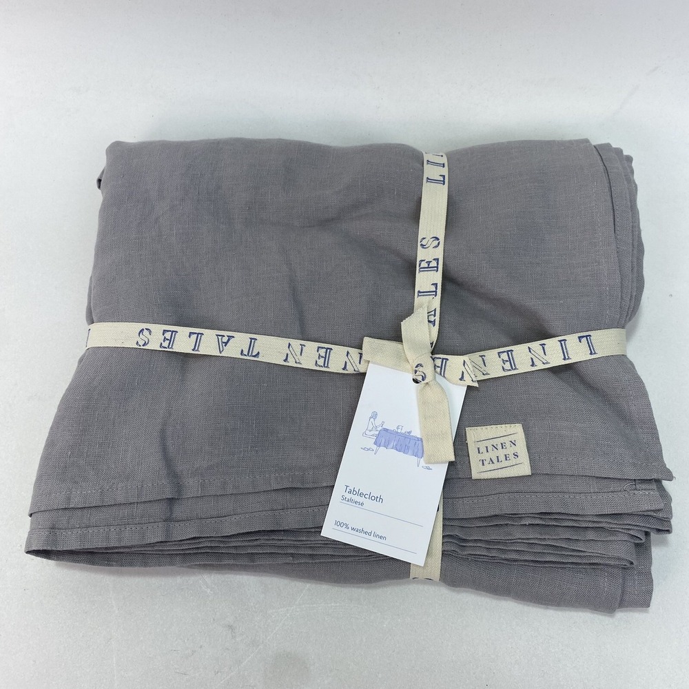 Linen Tales Light Grey Lightweight Linen Tablecloth, 160X250 cm / 63" X 98" in